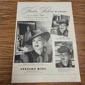 WWII Stetson Hats “Freedom Fashions” Betty Hutton Vintage Women’s Fashion Print
